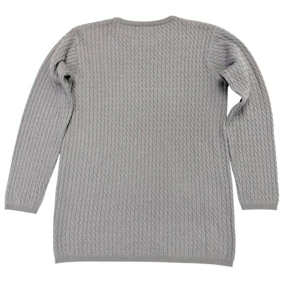TSE Pure Cashmere Crew Neck Long Sleeve Cable Knit Sweater Grey size Small - Picture 6 of 6